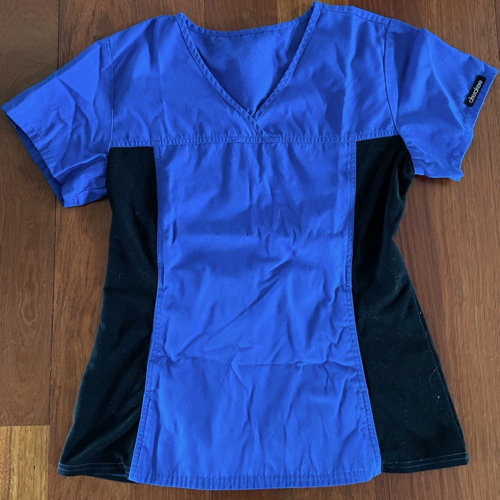 Cherokee Flexibles Scrub Top, Size Small, Blue